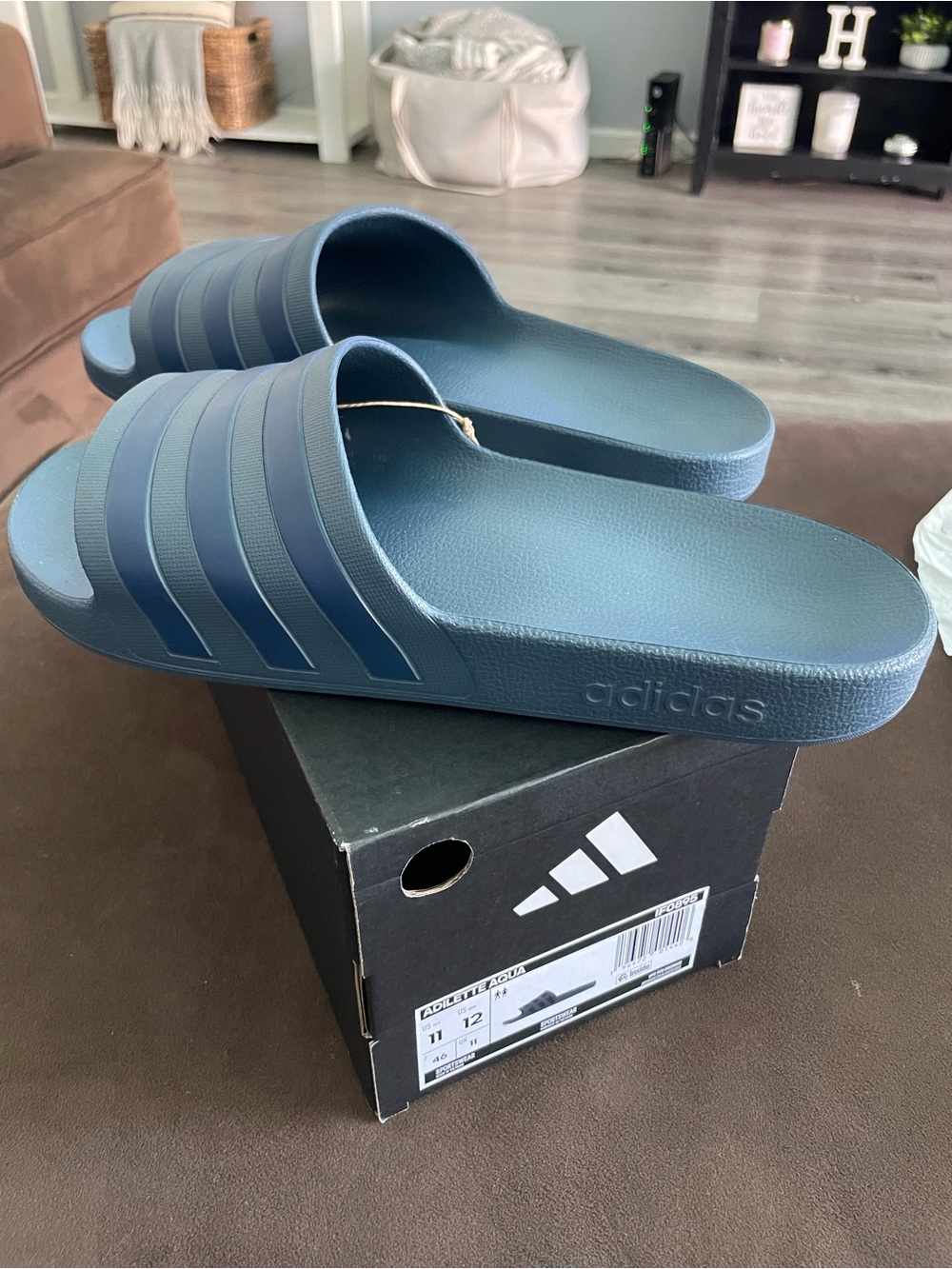 NIB Adidas Adilette Aqua slides in a sleek blue colorway. size Men’s 11